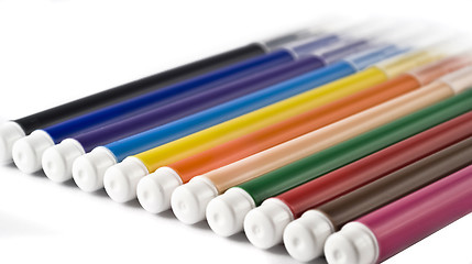 Image showing Colorful markers (felt-tip pens) over white 