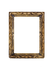 Image showing Obsolete wooden Frame for picture or portrait over white 