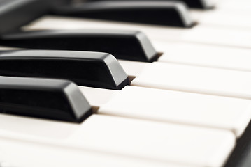 Image showing Black and white - Piano keyboard closeup