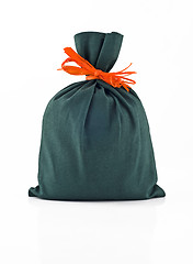 Image showing Small green sack for gift or present isolated