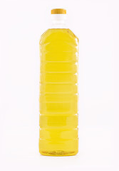 Image showing Bottle of golden sunflower-seed oil