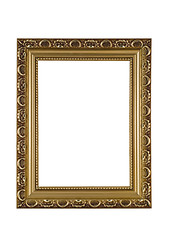 Image showing Empty golden frame for picture or portrait 