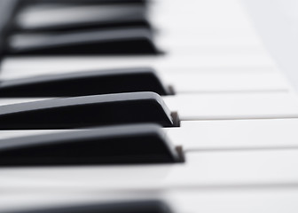 Image showing Closeup of piano keyboard DOF 