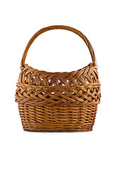 Image showing Beautiful woven basket for picnic isolated over white