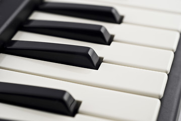 Image showing Closeup (DOF) of piano keyboard
