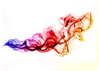 Image showing Colored gradien fume over white