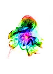 Image showing Abstract colored fume shape over white