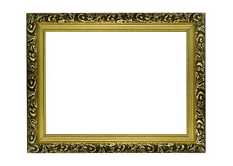 Image showing Empty Horizontal golden Frame for picture or portrait