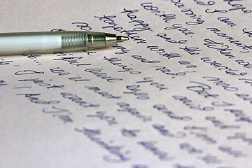 Image showing Handwritten Love Letter And Pen