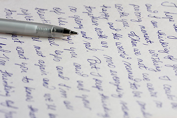 Image showing Handwritten Letter and Pen