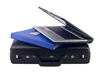 Image showing Black case with notebook and folder