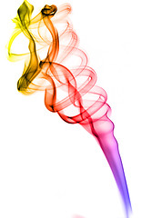 Image showing Colorful abstract smoke spiral over white