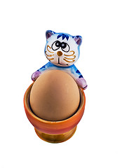 Image showing Amusing eggcup with cat