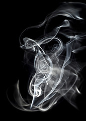 Image showing Beautiful white smoke curves abstract
