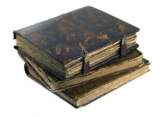 Image showing Three Old frayed books isolated