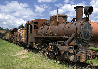 Image showing Old rusty steam locomotive