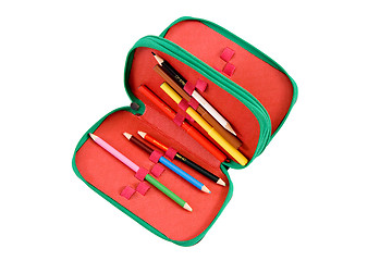 Image showing Felt-tip pens and pencils in a case