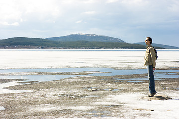 Image showing The frozen lake and the person