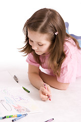 Image showing The girl draws