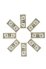 Image showing Flower made of one dollar bills isolated