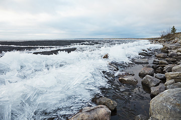 Image showing Ice on bank of northern lake - Imandra