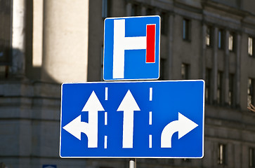 Image showing Three-lane traffic sign.