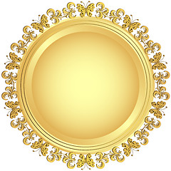 Image showing Golden plate with ornament