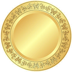 Image showing Golden plate with ornament