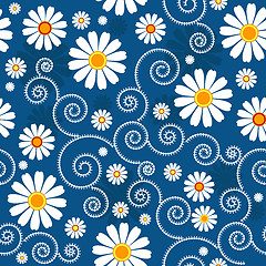 Image showing Dark blue floral pattern