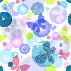 Image showing Seamless pattern with butterflies