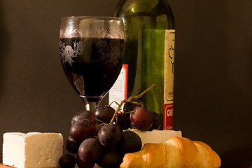 Image showing Cheese and wine