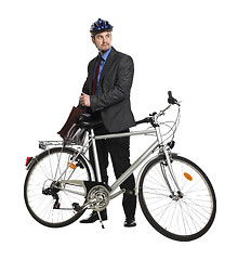 Image showing business man and cùbicycle