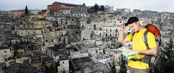 Image showing man and matera panoramic  view