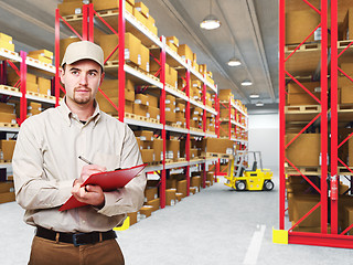 Image showing delivery man in warehouse