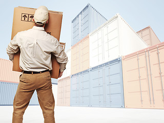 Image showing delivery and colorful container