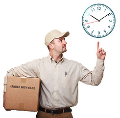 Image showing delivery man and time