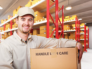 Image showing delivery man in warehouse