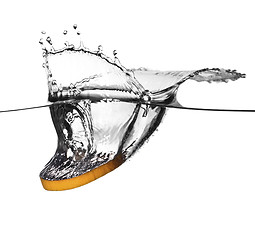 Image showing orange splash in water