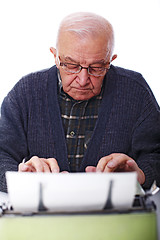 Image showing old man and typewriter