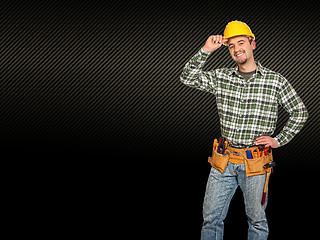 Image showing handyman and carbon background