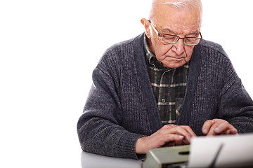 Image showing old man and typewriter