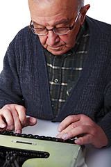 Image showing old man and typewriter