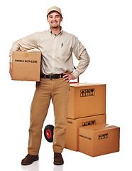 Image showing delivery man on white