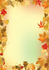 Image showing Fall leaves frame with copyspace background.