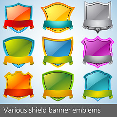 Image showing Various shield banner emblems