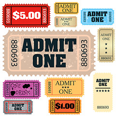 Image showing set of ticket admit one vector