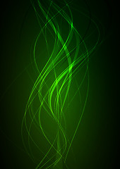 Image showing Dark green abstract glowing background