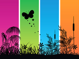 Image showing Grass silhouette on meadow