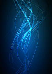 Image showing Dark Blue abstract glowing background