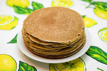 Image showing Hill from pancakes on white plate